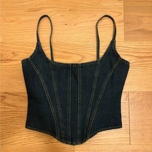 Olivaceous Dark Blue Denim Corset Cami